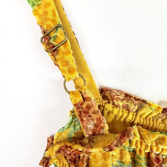 Anthropologie Felipa Cropped Yellow Strawberry Patch Velvet Burnout Tank Top Sm - Picture 4 of 8